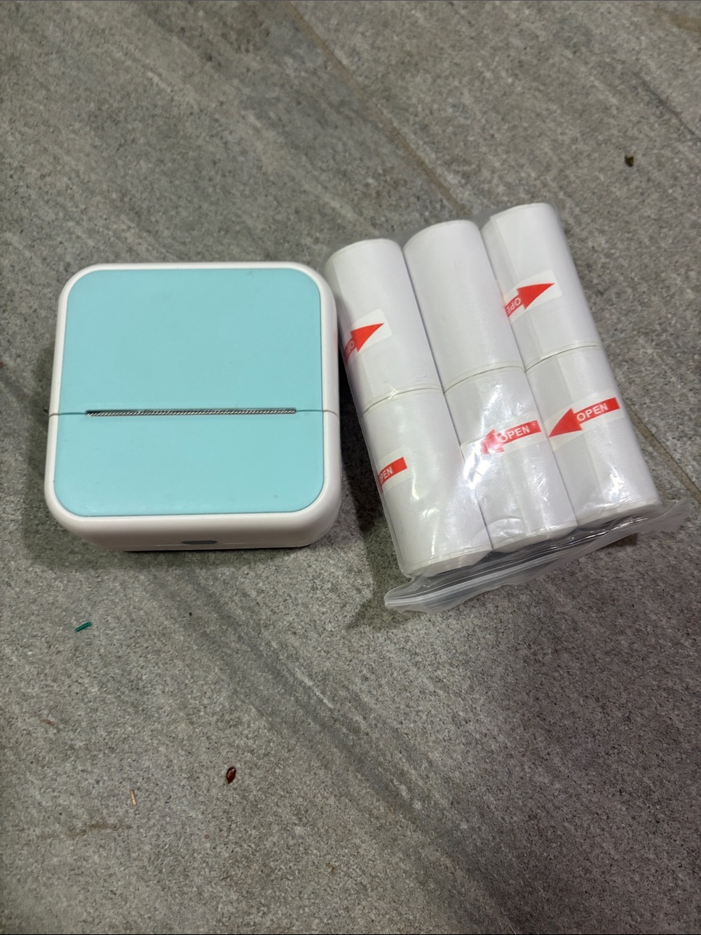 Portable Mini Thermal Label Printer in Mint Blue - Wireless Compatible